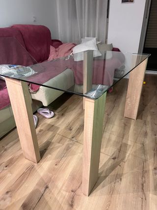 Mesa cristal madera - Moderna
