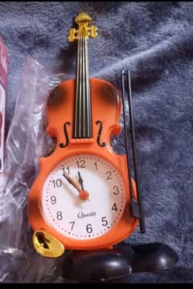 Reloj Despertador de mesa con forma de Violín