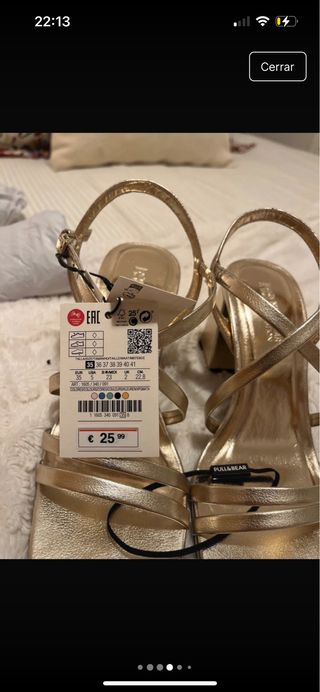 Sandalias tacón dorado