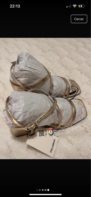 Sandalias tacón dorado
