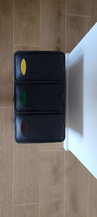 Reciclaje 3 cubos acero inoxidable