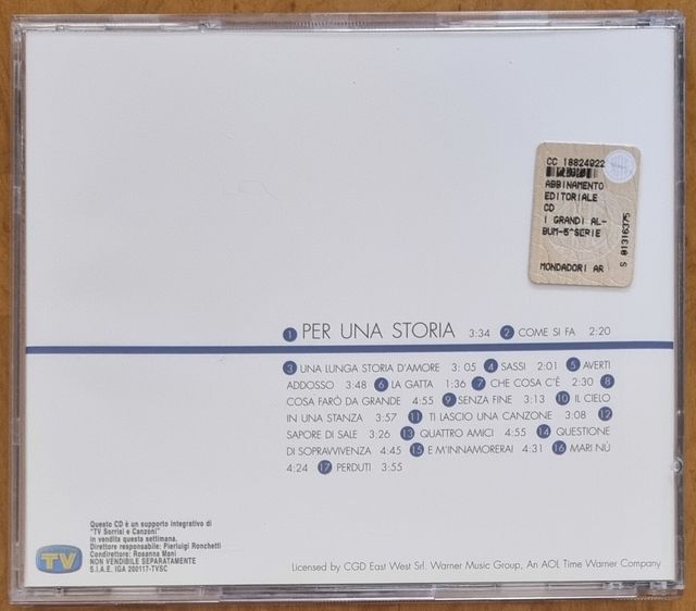 Gino Paoli Per una Storia [CD Near Mint]{Custodia 