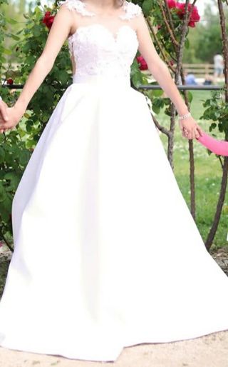 Vestido novia blanco - velo y arco
40-42
