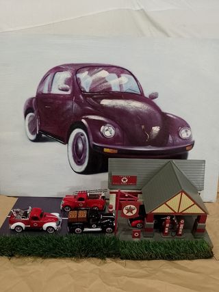 Gasolinera Texaco + 4 coches clásicos