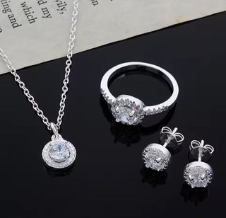 Conjunto Joyería Plata Brillante