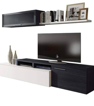 Mueble TV blanco & negro bengue