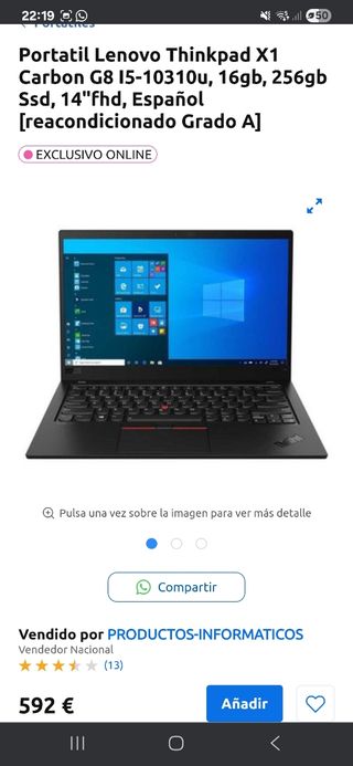 Lenovo Thinkpad X1 Carbon G8 I5-10210u, 16gb, 256g