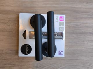 Juego manillas con roseta, acero inox negro mat