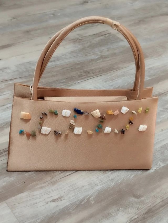 Bolso mano beige - multicolor