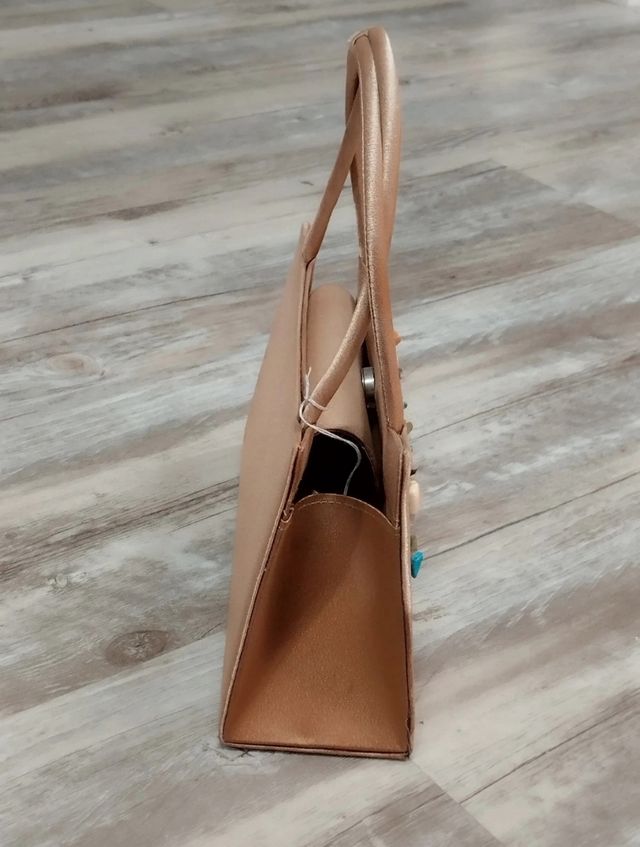 Bolso mano beige - multicolor