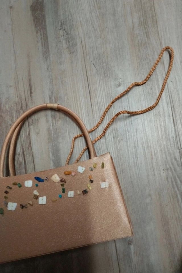 Bolso mano beige - multicolor