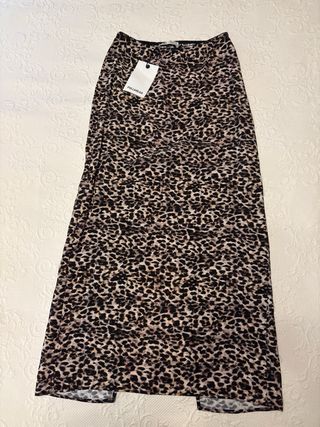 Falda lencera leopardo larga, tela fina