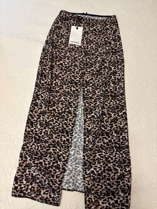 Falda lencera leopardo larga, tela fina