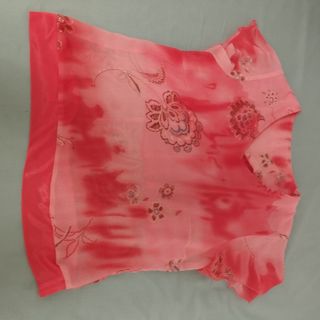 Blusa gasa manga corta roja y rosa 