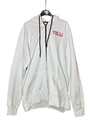 Felpa Yell con zip e cappuccio bianca taglia 2XL