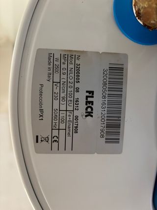 Termo eléctrico Fleck 100L, 1 metro de alto