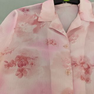 Blusa gasa rosa manga corta