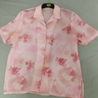 Blusa gasa rosa manga corta