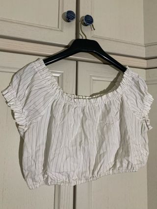 Crop top blanco rayas finas