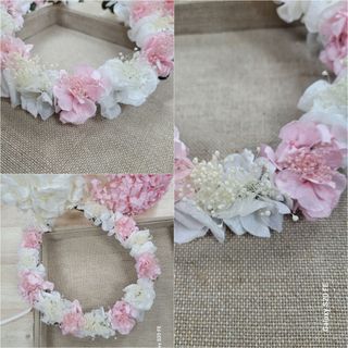 Corona flores comunión - Rosa y blanca