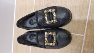 Zapatos fallero niño - negros y dorados