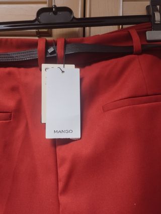 Pantalón rojo mujer cinturon