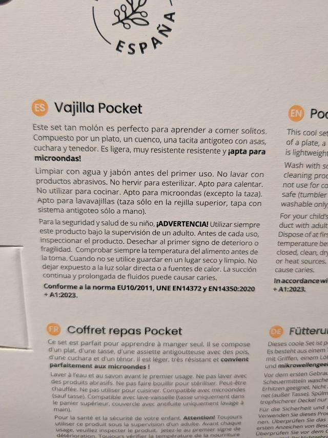 NUEVO Vajilla bebé Saro Pocket (5 piezas)