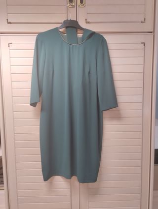 Vestido verde mujer con cinturón 