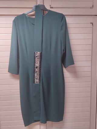 Vestido verde mujer con cinturón 