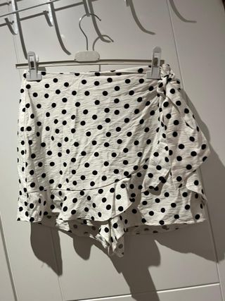 Falda pantalón lunares Blanco-Negro