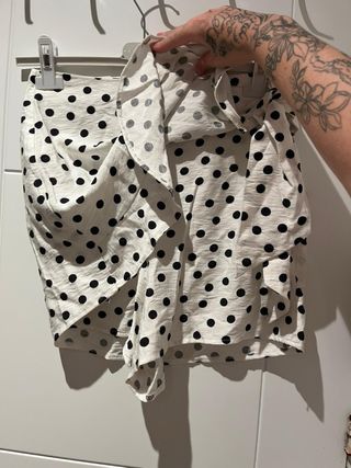 Falda pantalón lunares Blanco-Negro