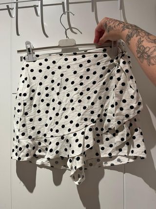Falda pantalón lunares Blanco-Negro