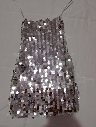 Lote top lentejuelas plateado + zapatos+bolso 