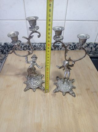 Candelabros latón antiguos - 2uds
