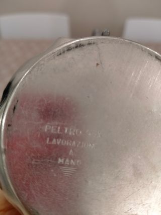 Servizio da caffè in peltro e porcellana
