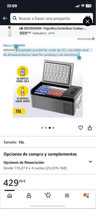 Nevera congekador portátil VEVOR
15l