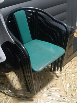 Sillas plegables - 8 ud. - verde y negra
