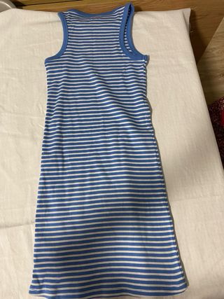 Vestido azul y blanco a rayas 10 -11años 