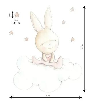 Vinilo infantil conejo nube 85x105cm