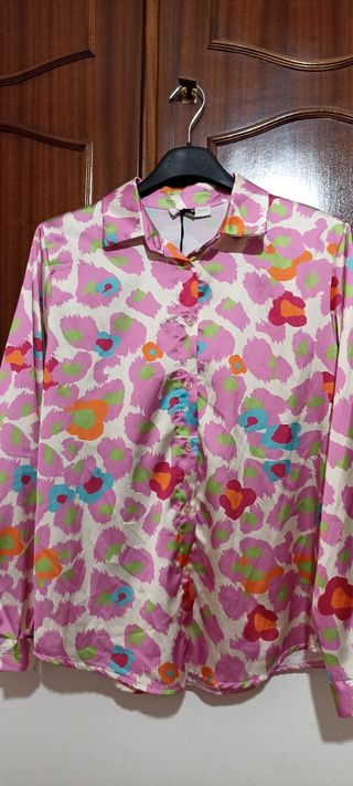 Blusa satin stampa animalier