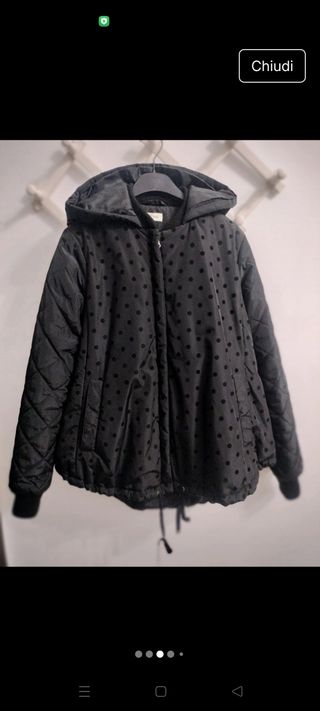 Piumino Scee nero a pois