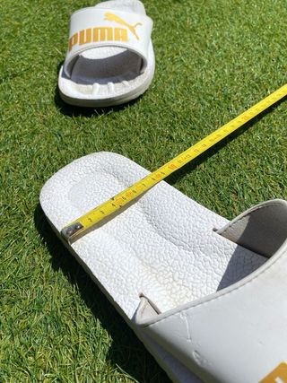 Puma White & Gold Sport Slide Sandals 