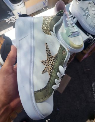Zapatillas mujer - Verde oliva y blanco