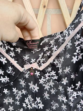 Camisón negro flores - Talla 42