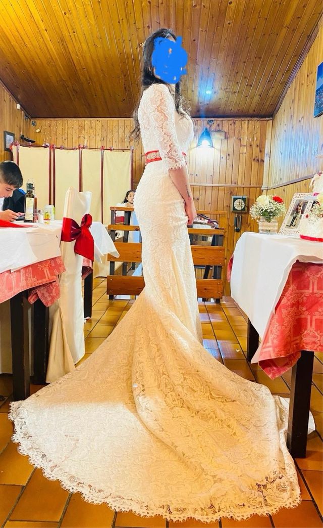 Vestido novia encaje blanco