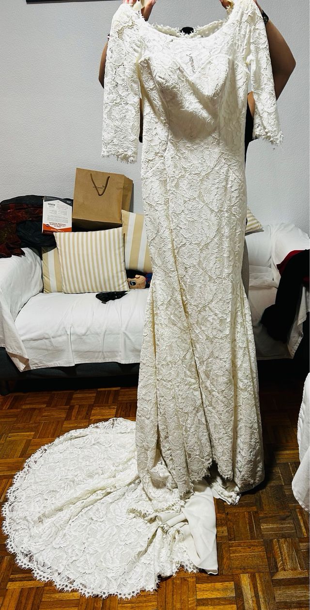 Vestido novia encaje blanco