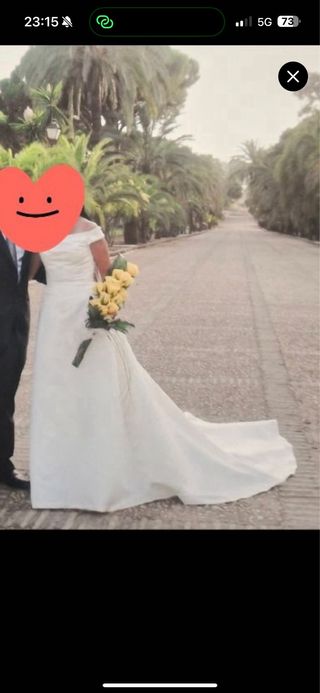Vestido novia blanco seda