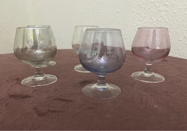 5 Copas licor de Cristal de Colores