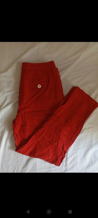Pantalón traje recto rojo Cortefiel