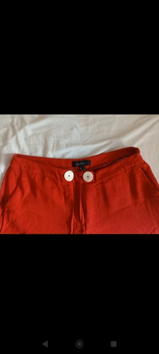 Pantalón traje recto rojo Cortefiel